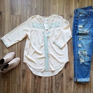 Miss Me Couture Beaded Embroidered Blouse